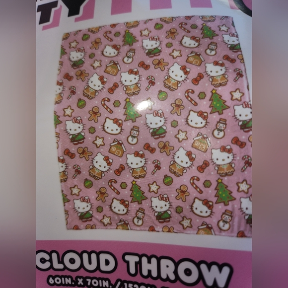 Pink Hello Kitty Christmas Gingerbread Cookie Blanket - Picture 4 of 6